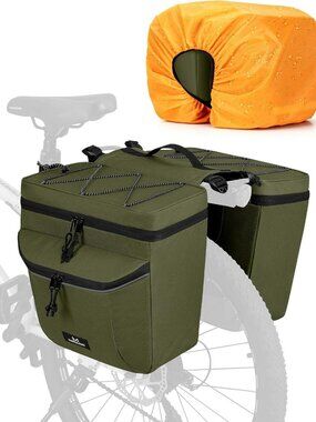35L Bike Panniers with Rain Cover | Waterproof Rear Rack Saddle Bag for Cycling